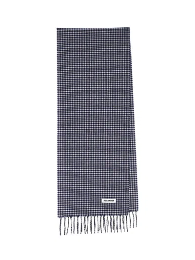 Jil Sander 100% Virgin Wool Scarf For Women In Blue