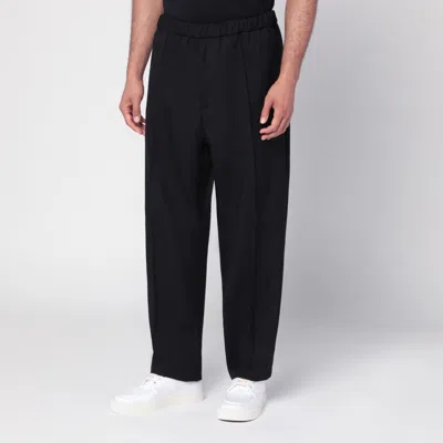 JIL SANDER JIL SANDER BLACK TECHNICAL GABARDINE TROUSERS