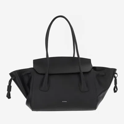 Jil Sander Voyage Small Leather Bag In Black
