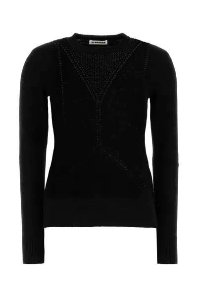 JIL SANDER JIL SANDER BLACK WOOL BLEND SWEATER