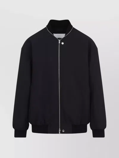 Jil Sander 11 Cotton Bomber Jacket With Zipped Detail In Black