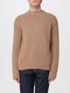 Jil Sander Brown Alpaca-wool Blend Crewneck Sweater With Ribbed Cuffs In Multi