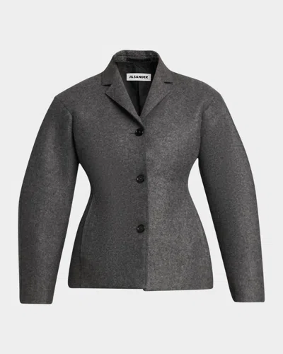 Jil Sander Wool Melange Jacket In Gray