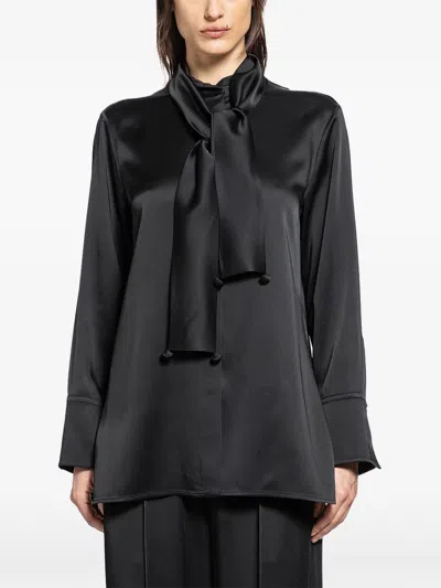 Jil Sander 132 Tie-neck Satin Blouse In Black