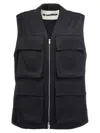 Jil Sander '14' High Collar Sleeveless Vest With Multiple Pockets In Black