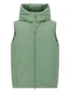Jil Sander High Collar Sleeveless Quilted Jacket In Green