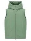 Jil Sander High Collar Sleeveless Quilted Jacket In Green