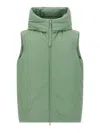 Jil Sander High Collar Sleeveless Quilted Jacket In Green