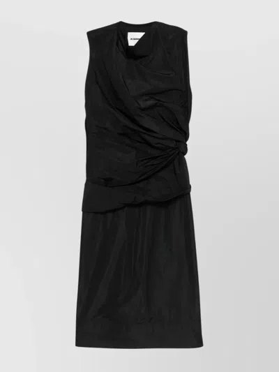 Jil Sander 194 Dress With Back Slit And Draped Detail In Black