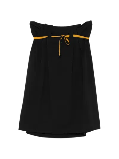 Pre-owned Jil Sander 1990s Belted Wool Skirt In Black