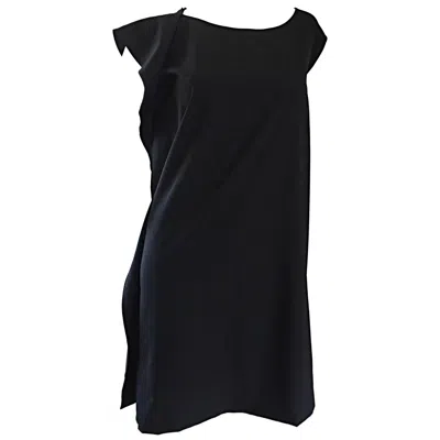 Pre-owned Jil Sander 1990s  Minimalist Black Deconstructed Asymmetrical Draped Dress 90s
