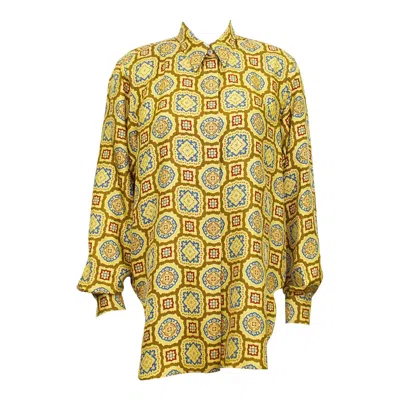 Pre-owned Jil Sander 1990s  Printed Silk Shirt In Brown