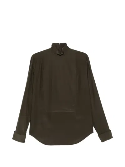 Pre-owned Jil Sander 2000s High-neck Blouse In 绿色