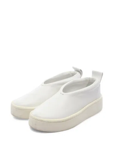 Pre-owned Jil Sander 2000s Platform Leather Sneakers In White