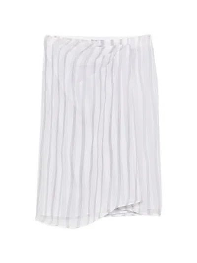 Pre-owned Jil Sander 2000s Striped Midi Skirt In White