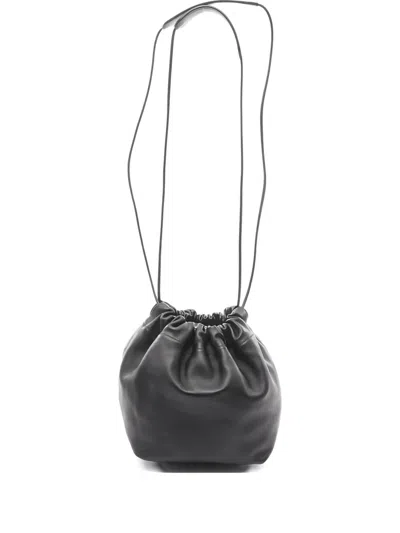 Pre-owned Jil Sander 2010s Drawstring Leather Shoulder Bag In Black