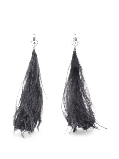 Pre-owned Jil Sander 2010s Feather Earrings In Silver