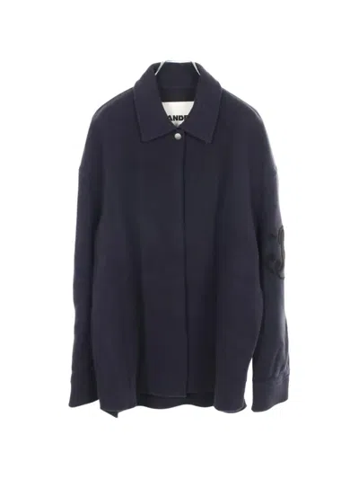 Pre-owned Jil Sander 2010s Logo-embroidered Wool Jacket In Blue