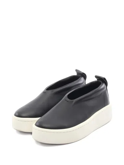 Pre-owned Jil Sander 2010s Platform Leather Sneakers In Black