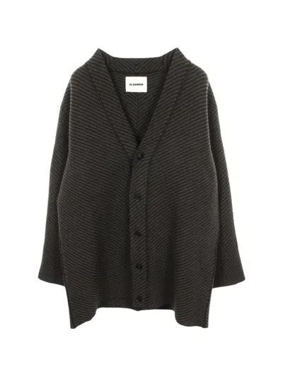Pre-owned Jil Sander 2010s Striped Wool Cardigan In Green