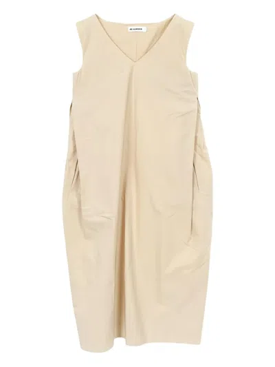 Pre-owned Jil Sander 2010s V-neck Sleeveless Dress In Neutral