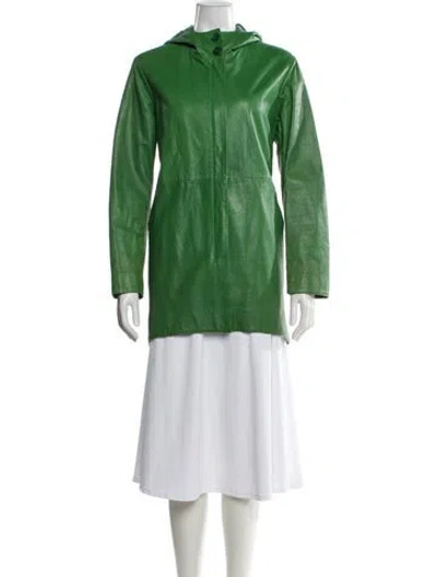 Pre-owned Jil Sander 2012 Leather Coat In Green