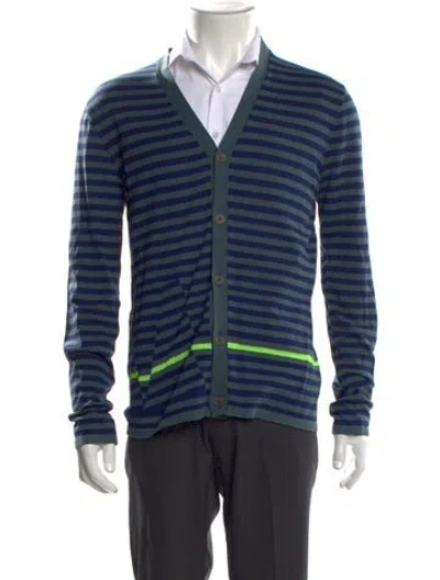 Pre-owned Jil Sander 2013 Striped Cardigan In Blue