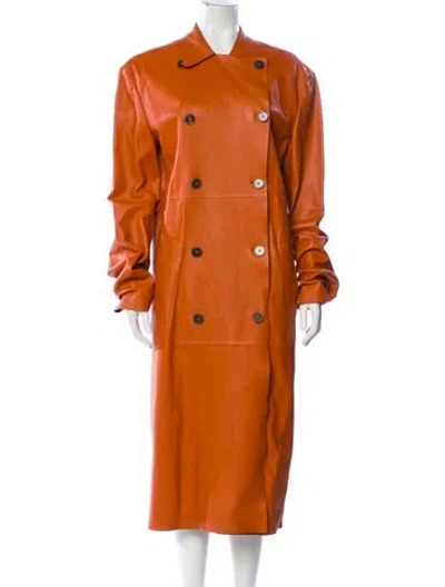 Pre-owned Jil Sander 2016 Lambskin Trench Coat In Orange