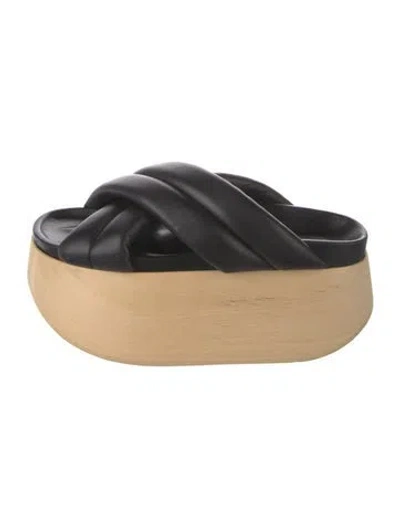 Pre-owned Jil Sander 2019 Leather Slides In Black/neutrals