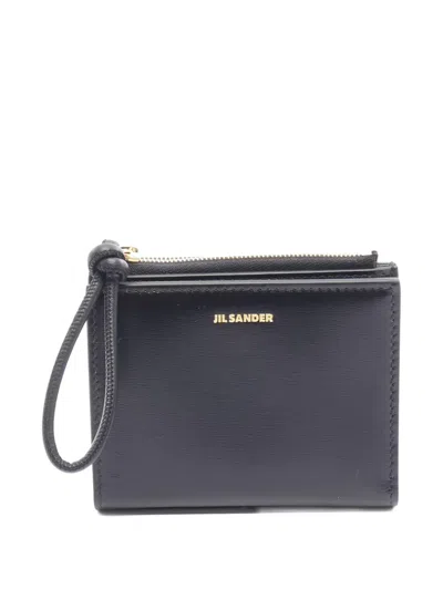 Pre-owned Jil Sander 2020s Mini Giro Leather Wallet In Black