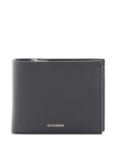 Pre-owned Jil Sander 2020s Zip Pocket Leather Wallet In Black