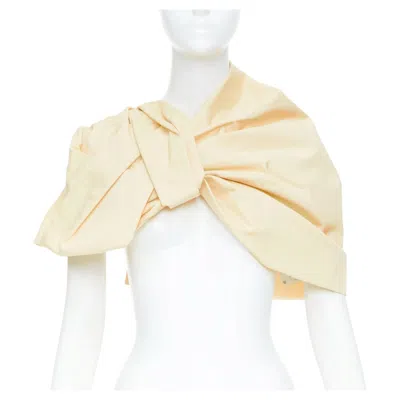 Pre-owned Jil Sander 2021 Pastel Yellow Cotton Silk Knot Detail Wrap Short Cape It34 Xxs