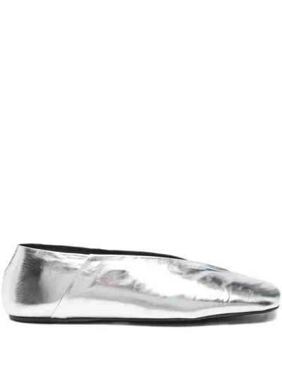 Pre-owned Jil Sander 2024 Metallic Leather Ballerina Shoes In Silver