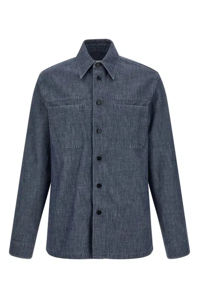 Jil Sander 203 Shirt Chest Pockets Long Sleeves Collar In Blue
