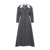 Jil Sander Collar Contrast Flare Sleeve Midi Dress In Gray