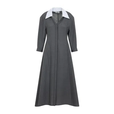 Jil Sander 230 Mf Midi Dress Women In Gray