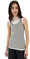 Jil Sander Fitted Sleeveless Top With Contrasting Hem Layer In Granite