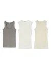 Jil Sander 3 Tank Top Pack In Cotton Woman In Gray