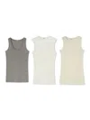 Jil Sander 3 Tank Top Pack In Cotton Woman In Grey