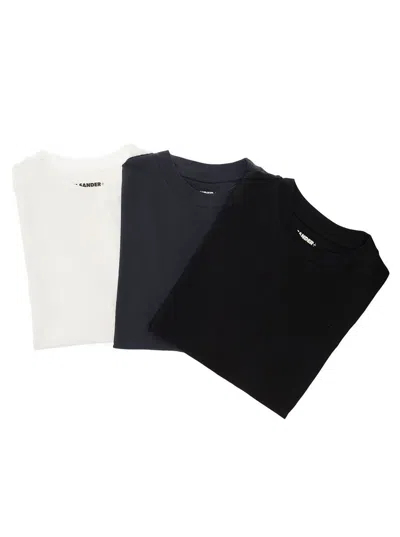 Jil Sander 3-pack Logo Patch T-shirt In Black