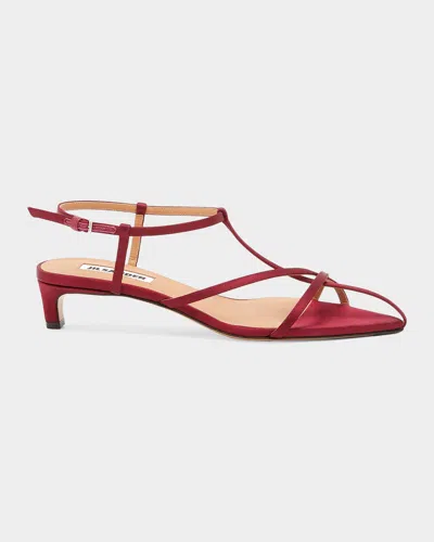 Jil Sander 30mm Caged Satin Sandals In Brown