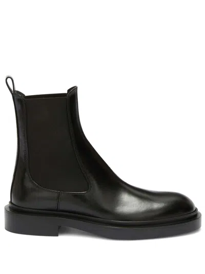 Jil Sander 30mm Leather Ankle Boots In Black