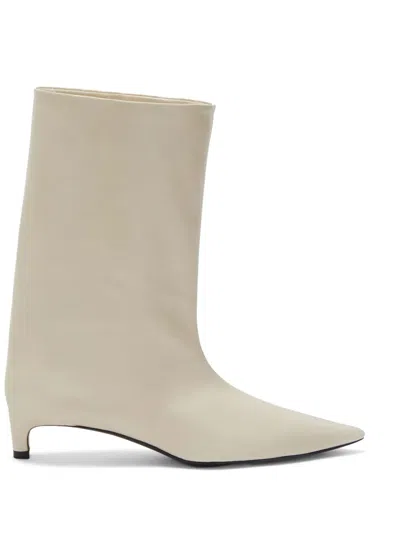 Jil Sander 30mm Leather Ankle Boots In Nude