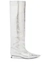 Jil Sander Metallic Leather Ankle Boots In Grey