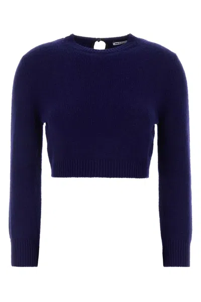 Jil Sander Wool Blend Cropped Sweater In Blue