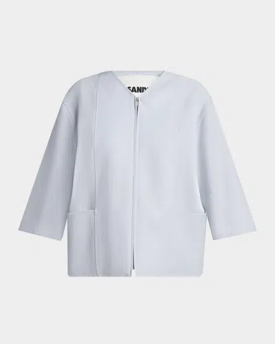 Jil Sander 3/4-sleeve Zip Jacket In Blue