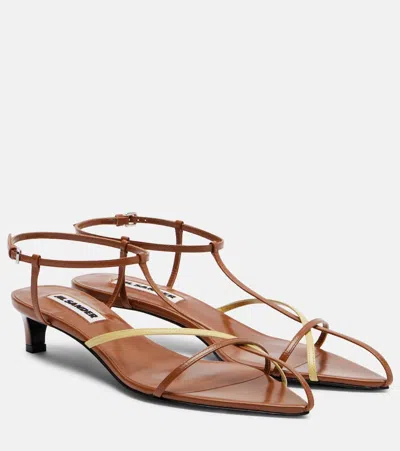 Jil Sander 35 Leather Sandals In Brown
