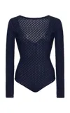 Jil Sander 3d Lace Stitched Bodysuit In Blue