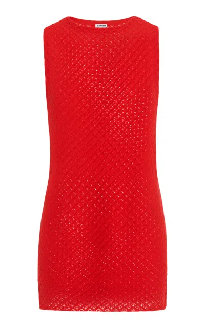 Jil Sander 3d Lace Stitched Top In Red