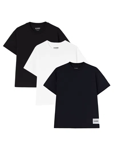 Jil Sander 3-pack Short-sleeved T-shirt Set Woman In Black
